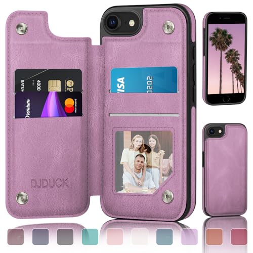DJDUCK Entworfen für iPhone 7/8/SE2020/SE2022, Brieftasche mit Kartenhalter, Magnetverschluss, RFID-blockierender Lederschutz, stoßfest, für Damen und Herren, 11,9 cm (4,7 Zoll), für Apple 7/8/SE2 von DJDUCK