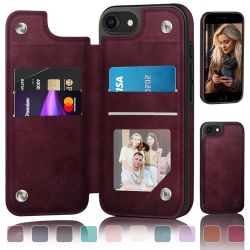 DJDUCK Entworfen für iPhone 7/8/SE2020/SE2022, Brieftasche mit Kartenhalter, [Magnetverschluss-Abdeckung] [RFID-blockierender Lederschutz], stoßfest, für Damen und Herren, 11,9 cm (4,7 Zoll), für von DJDUCK