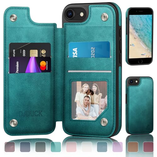 DJDUCK Entworfen für iPhone 7/8/SE2020/SE2022, Brieftasche mit Kartenhalter, [Magnetverschluss-Abdeckung] [RFID-blockierender Lederschutz], stoßfest, für Damen und Herren, 11,9 cm (4,7 Zoll), für von DJDUCK