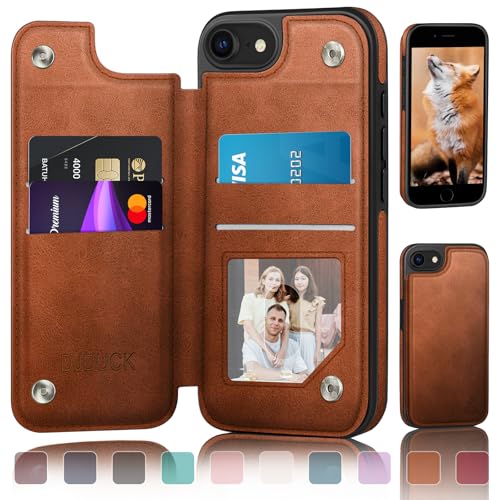 DJDUCK Entworfen für iPhone 7/8/SE2020/SE2022, Brieftasche mit Kartenhalter, [Magnetverschluss-Abdeckung] [RFID-blockierender Lederschutz], stoßfest, für Damen und Herren, 11,9 cm (4,7 Zoll), für von DJDUCK