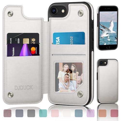 DJDUCK Schutzhülle für iPhone 7/8/SE2020/SE2022, Brieftasche mit Kartenhalter, Magnetverschluss, RFID-blockierender Lederschutz, stoßfest, für Damen und Herren, 11,9 cm (4,7 Zoll), für Apple 7/8/SE2 von DJDUCK