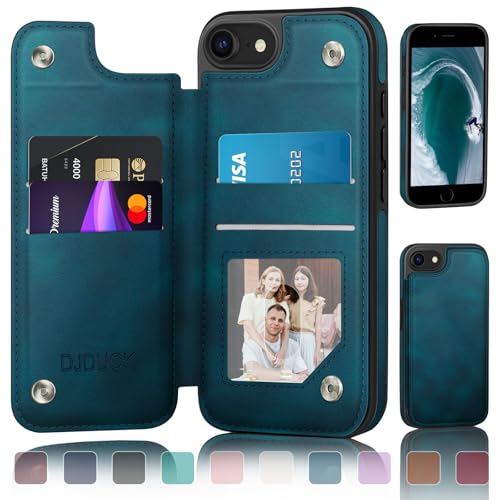 DJDUCK Schutzhülle für iPhone 7/8/SE2020/SE2022, Brieftasche mit Kartenhalter, Magnetverschluss, RFID-blockierender Lederschutz, stoßfest, für Damen und Herren, 11,9 cm (4,7 Zoll), für Apple 7/8/SE2 von DJDUCK