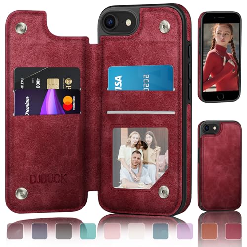 DJDUCK Schutzhülle für iPhone 7/8/SE2020/SE2022, Brieftasche mit Kartenhalter, Magnetverschluss, RFID-blockierender Lederschutz, stoßfest, für Damen und Herren, 11,9 cm (4,7 Zoll), für Apple 7/8/SE2 von DJDUCK