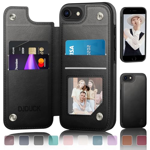 DJDUCK Schutzhülle für iPhone 7/8/SE2020/SE2022, Brieftasche mit Kartenhalter, Magnetverschluss, RFID-blockierender Lederschutz, stoßfest, für Damen und Herren, 11,9 cm (4,7 Zoll), für Apple 7/8/SE2 von DJDUCK
