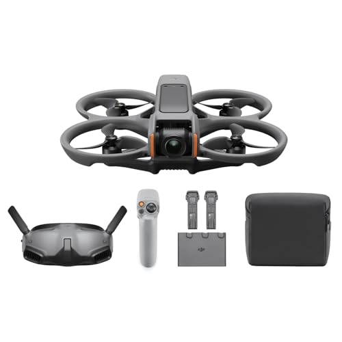 DJI Avata 2 Explorer Combo (3 Akkus), FPV-Drohne mit Kamera 4K, Immersive Experience, One-Push-Akrobatik, Integrierter Propellerschutz, 155° FOV, Kameradrohne mit Goggles Integra und RC Motion 2 von DJI