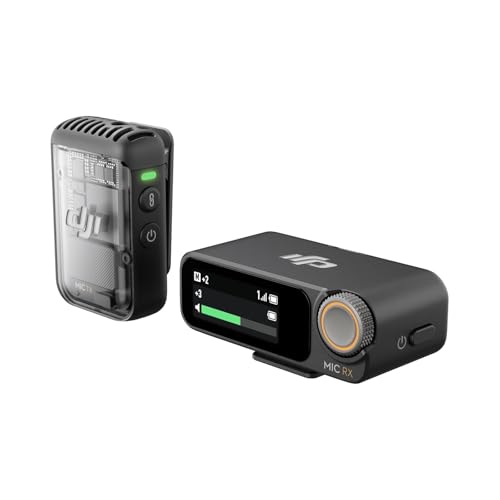 DJI Mic 2 (1 Sender + 1 Empfänger), kabelloses Mikrofon mit intelligenter Rauschunterdrückung, interne 32-Bit-Float-Aufnahme, optimierter Sound, 250 m Reichweite, Mikrofon für iPhone, Android von DJI