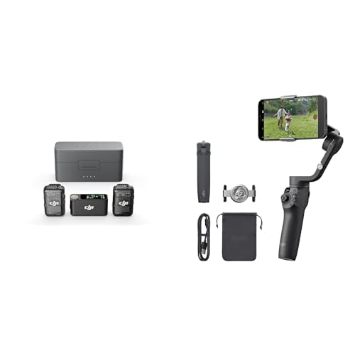 DJI Mic 2 (2 Sender + 1 Empfänger + Ladeschale), kabelloses Mikrofon & OSMO Mobile 6 Smartphone-Stabilisator, dreiachsig für Telefone von DJI