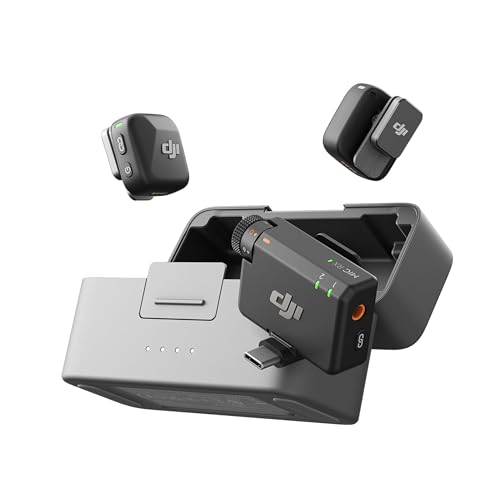 DJI Mic Mini Bluetooth Lavalier Mikrofon (2 Sender, 1 Empfänger, Ladeschale), ansteckmikrofon, mikrofon kabellos, 48 Std. Nutzung, Wireless Mikrofon, iPhone, Android, Vlog, Streaming von DJI