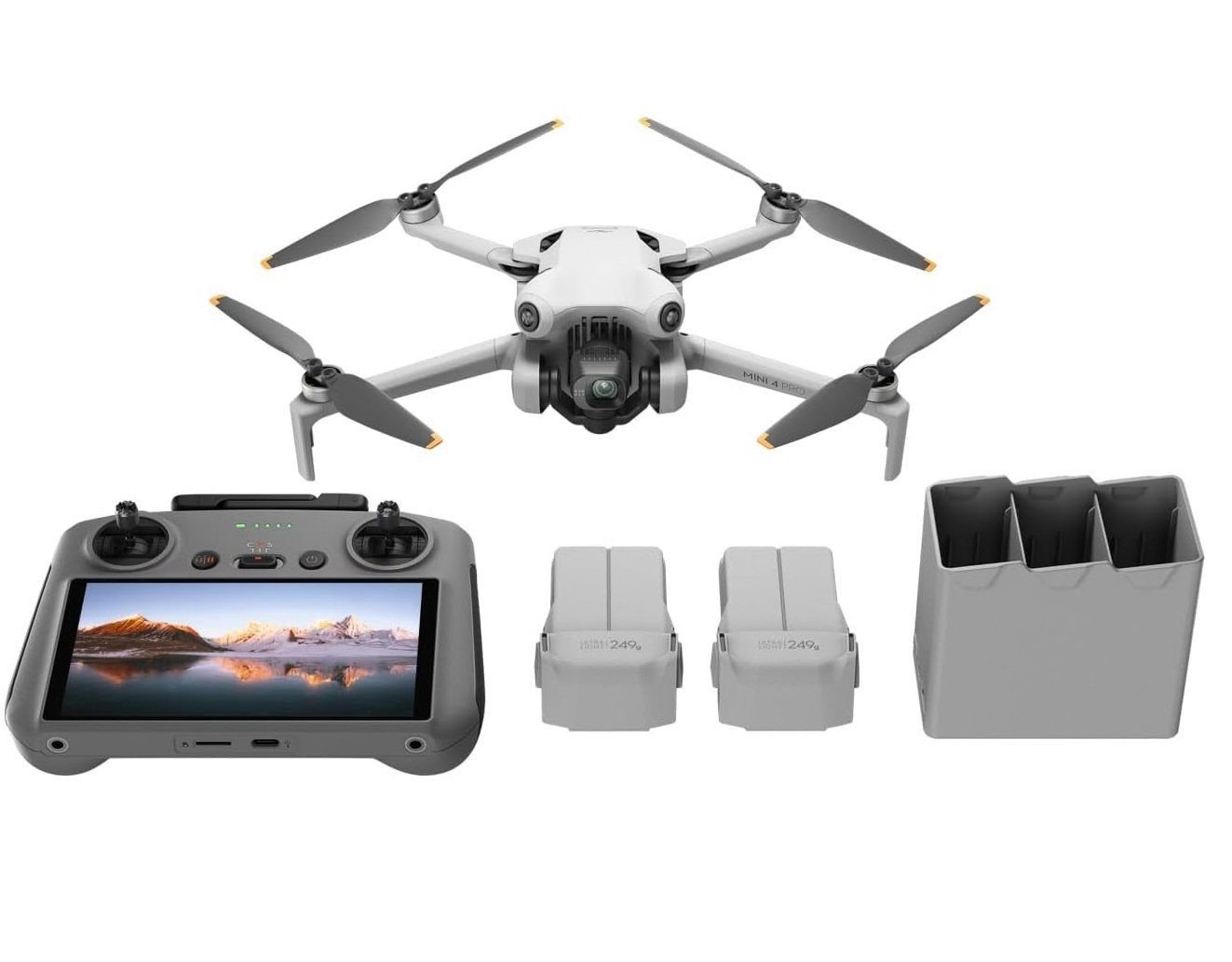 DJI Mini 4 Pro Fly More Combo mit DJI RC 2 Fernsteuerung Drohne mit Kamera Drohne (Ultra HD, 34 Minuten Flugzeit, 2 zusätzliche Akkus, Klasse-C0, Mini-Drohne mit Kamera 4k Video GPS, Bildschirmfernsteuerung faltbare Mini-Drohne mit 4K-Kamera, unter 249g) von DJI