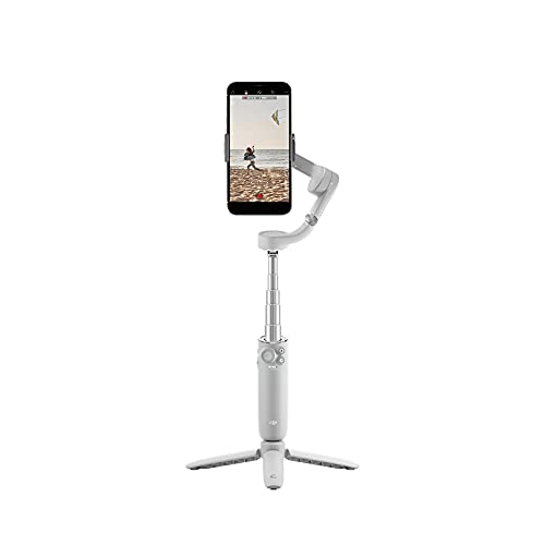 DJI OM 5 Smartphone-Gimbal-Stabilisator, 3-Achsen-Telefon-Gimbal, integrierte, tragbare und faltbare Verlängerungsstange, Android und iPhone Gimbal mit ShotGuides, grau von DJI