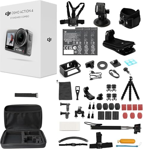 DJI Osmo Action 4 Pro Combo, mit 58Zubehör,wasserdichte Kamera mit 1/1,3“ Sensor, 4K/120fps, Motivverfolgung, Stabilisierung, Dual OLED Touchscreens, Action Kamera 4K Ideal für Sport (3 Batterien) DJI Osmo Action 4 Pro Combo, mit 58Zubehör,wasserdichte Kamera mit 1/1,3“ Sensor, 4K/120fps, Motivverfolgung, Stabilisierung, Dual OLED Touchscreens, Action Kamera 4K Ideal für Sport (3 Batterien) von DJI