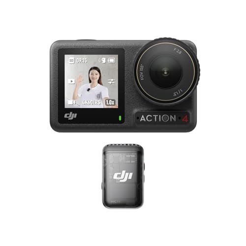 DJI Osmo Action 4 Standard Combo + DJI Mic 2-Sender (Schattenschwarz), Vlogging-Kamera mit 1/1,3-Zoll-Sensor, 360 ° HorizonSteady, Mikrofon für kristallklare Stimmen, Windschutz von DJI