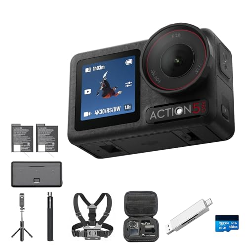 DJI Osmo Action 5 Pro Adventure Combo Bundle, Action-Kamera 4K mit 1/1.3" Sensor, 12 Std. verlängerte Akkulaufzeit mit 3 Akkus, Stabilisierung, Zwei OLED Touchscreens, Mini-Action-Kamera für Vlog DJI Osmo Action 5 Pro Adventure Combo Bundle, Action-Kamera 4K mit 1/1.3" Sensor, 12 Std. verlängerte Akkulaufzeit mit 3 Akkus, Stabilisierung, Zwei OLED Touchscreens, Mini-Action-Kamera für Vlog von DJI