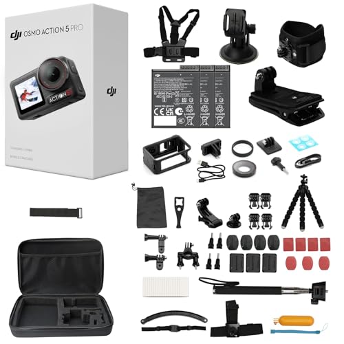 DJI Osmo Action 5 Pro Combo, mit 58Zubehör,wasserdichte Kamera mit 1/1,3“ Sensor, 4K/120fps, Motivverfolgung, Stabilisierung, Dual OLED Touchscreens, Action Kamera 4K Ideal für Sport (3 Batterien) DJI Osmo Action 5 Pro Combo, mit 58Zubehör,wasserdichte Kamera mit 1/1,3“ Sensor, 4K/120fps, Motivverfolgung, Stabilisierung, Dual OLED Touchscreens, Action Kamera 4K Ideal für Sport (3 Batterien) von DJI