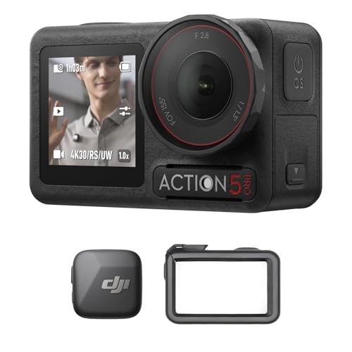 DJI Osmo Action 5 Pro Vlog Combo (Mic Mini), Action-Kamera 4K Ideal für Vlogger Mit Mic Sender, Actionkamera Mit 1/1.3″ Sensor, 4 Std. Laufzeit, Zwei OLED-Touchscreens von DJI