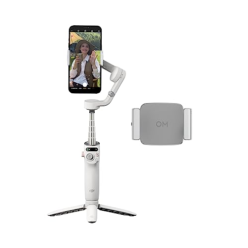 DJI Osmo Mobile 6 Fill Light Combo, 3-Achsen-Handy-Gimbal, integr. Verlängerungsstab, tragbar & faltbar, Android- & iPhone-Gimbal, Objektverfolgung, Zusatzlicht-Handyklemme, Platinum Gray von DJI