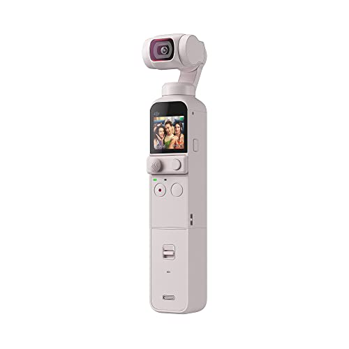 DJI Pocket 2 Exclusive Combo (Sunset White) - Vlog-Kamera im Taschenformat, Videokamera 4K Camcorder mit 3-Achsen-Gimbal, 64MP-Foto, ActiveTrack 3.0, YouTube TikTok-Video Kamera Amazon Exclusive von DJI