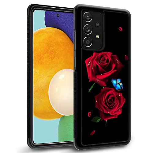 DJSOK Schutzhülle für Samsung Galaxy A53 5G, Motiv: rote Rose, Schmetterling, luxuriöses Muster auf der Rückseite und weiche Silikon-Schutzhülle für Samsung Galaxy A53 5G von DJSOK