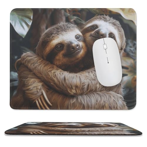Quadratisches wasserdichtes Mauspad mit zwei Faultieren, waschbar, für Computer mit rutschfester Gummibasis, Gaming-Mauspad, Laptop von DJUETRUI