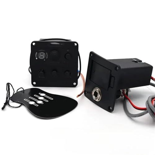 Akustik Tonabnehmer Anfänger 301 201 4-Band Akustikgitarren-Tonabnehmer mit Stimmgerät Mikrofon Hybrid-Vorverstärker EQ-Tuner(2) von DJYUIOT