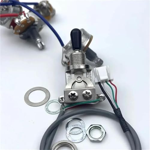 DJYUIOT Gitarren Kabelbaumsatz 1 Satz vorverdrahteter Kabelbaum für LP SG E-Gitarren-Tonabnehmer 1 Kippschalter 4 Potentiometerbuchsen(Silver) von DJYUIOT