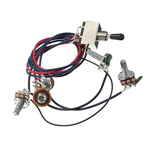 DJYUIOT Gitarren Kabelbaumsatz Kabelbaum-Kit für LP-E-Gitarren-Tonabnehmer 2T2V 500K Potentiometer Dreiwegeschalter mit Buchse DJYUIOT Gitarren Kabelbaumsatz Kabelbaum-Kit für LP-E-Gitarren-Tonabnehmer 2T2V 500K Potentiometer Dreiwegeschalter mit Buchse von DJYUIOT