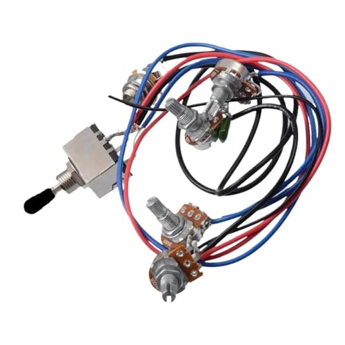Gitarren Kabelbaumsatz 1 Satz Kabelbaum vorverdrahteter 2V2T 3-Wege-Kippschalter Buchse 500K Potentiometer für E-Gitarre im LP-SG-Stil Gitarren Kabelbaumsatz 1 Satz Kabelbaum vorverdrahteter 2V2T 3-Wege-Kippschalter Buchse 500K Potentiometer für E-Gitarre im LP-SG-Stil von DJYUIOT