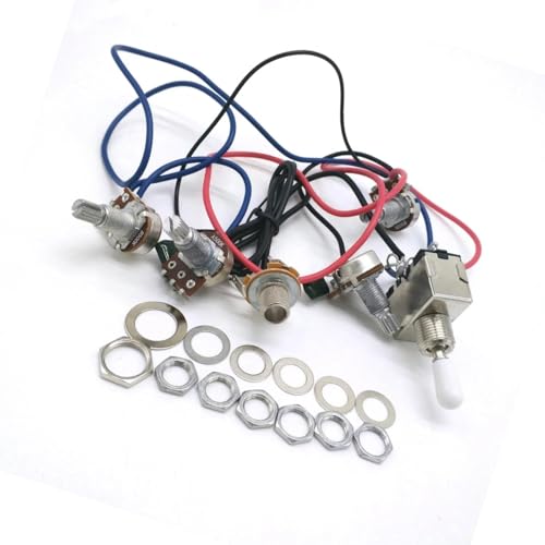 Gitarren Kabelbaumsatz 1 stück 2V2T1J Potentiometerbuchse Dreiwegeschalter-Kabelbaum-Kit für Lp-E-Gitarren-Zubehör 3 Farben erhältlich(WHITE) von DJYUIOT