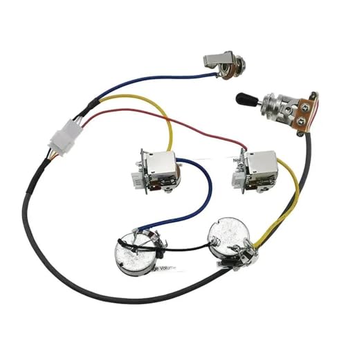 Gitarren Kabelbaumsatz E-Gitarren-Tonabnehmer-Kabelbaum-Set mit Push-Pull-Schalter und Potentiometer schwarze Kappe für LP SG von DJYUIOT