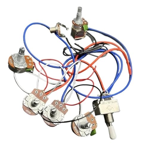 Gitarren Kabelbaumsatz Kabelbaum-Kit 2V2T Potentiometerbuchse Dreiwegeschalter für LP-E-Gitarrenzubehör(White Cap) von DJYUIOT