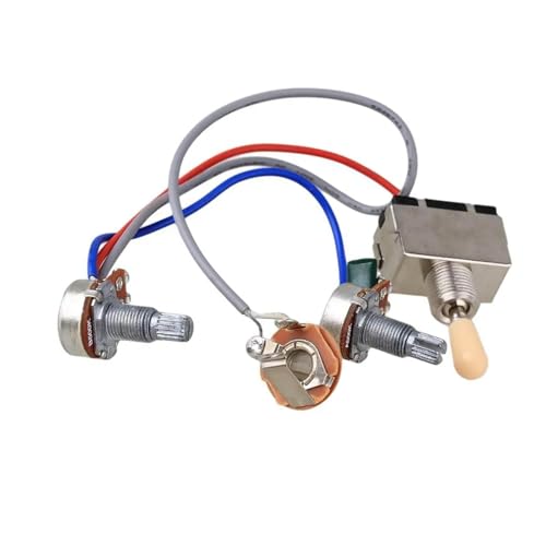 Gitarren Kabelbaumsatz Kabelbaum vorverdrahtet 2 Lautstärke-Tonpotentiometer 3-Wege-Kippschalter 1v1t 500k für LP-Gitarren-Doppeltonabnehmer(1T1V) von DJYUIOT