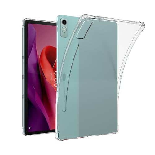 DKAHOEE Clear Case für Lenovo Tab P12 case 12.7"(2023 Release), weiche Rückseite & Flexibler Bumper Hybrid, stoßfeste schlanke Tablet-Hülle mit verstärkten Ecken - transparent von DKAHOEE
