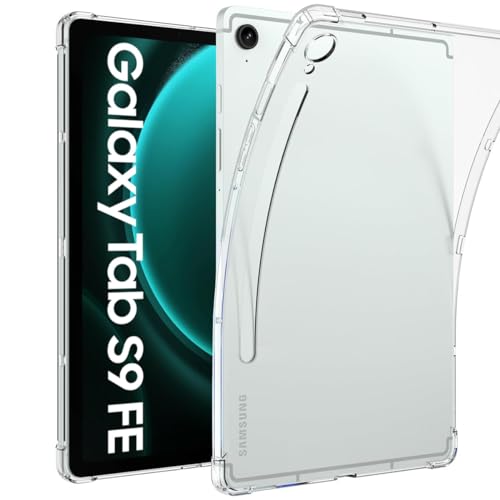 DKAHOEE Clear Case für Samsung Galaxy Tab S9 FE 10.9 inch(2023 Release), weiche Rückseite & Flexibler Bumper Hybrid, stoßfeste schlanke Tablet-Hülle mit verstärkten Ecken - transparent von DKAHOEE