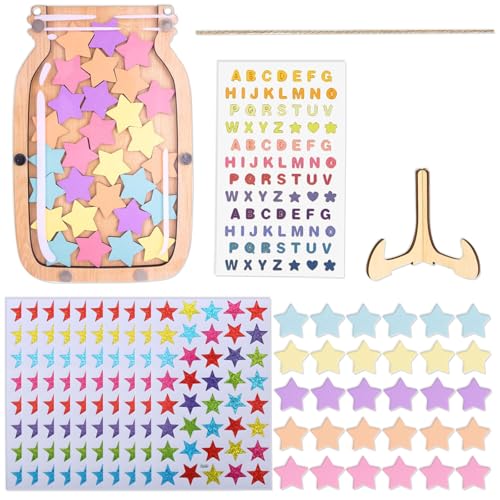 DKDDSSS Belohnungsglas Klassenzimmer, Stern Belohnungsglas for Kinder, Magnetisch Belohnungsglas Für Kinder, Kinder Belohnung Jar Mit 30 Sternen, Sterne Anreizglas Aus Holz Für Heimschüler von DKDDSSS