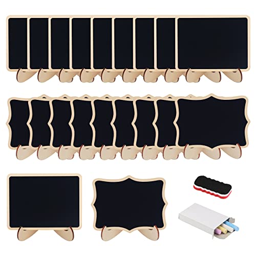 DKINY 20 Mini Kreidetafel Set, Klein Holz Kreidetafel mit Ständer, Holz Tafeln zum Beschriften, als Tischkarten Memotafel Platzkarte Namen Preisschilder für Hochzeit Buffet Geburtstag Party Tischdeko DKINY 20 Mini Kreidetafel Set, Klein Holz Kreidetafel mit Ständer, Holz Tafeln zum Beschriften, als Tischkarten Memotafel Platzkarte Namen Preisschilder für Hochzeit Buffet Geburtstag Party Tischdeko von DKINY