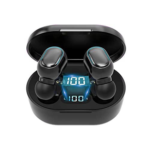 DKKD Bluetooth Kopfhörer Kabellos,[2023 Neue] Bluetooth 5.2 mit Dual HD Mikrofon,26 Std Immersiver Premium Sound Ohrhörer,LED-Stromanzeige,IPX7 wasserdicht,USB-C für Arbeit/Sport, Schwarz von DKKD