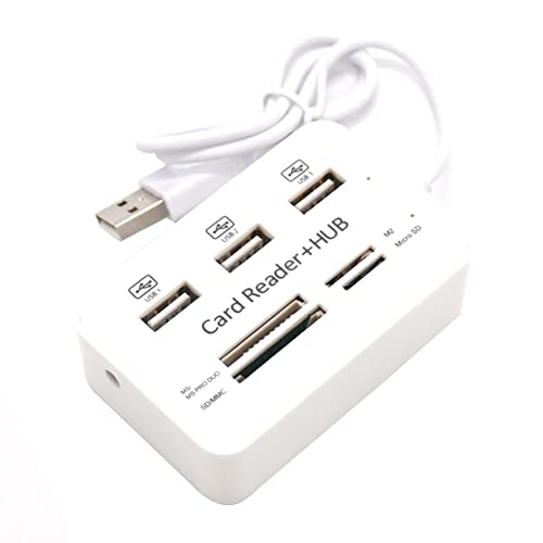 DKSooozs 7 in 1 Tragbares Multifunktions-3-Port-USB-HUB 2.0-Splitter Combo-Kartenleser UnterstüTzt TF SD M2 SDHC-Karte Lesen und Schreiben von DKSooozs