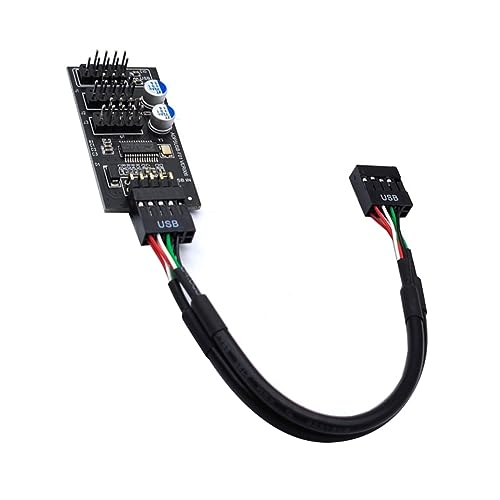 DKSooozs 9Pin USB Hub Connector USB Splitter 1 to 3 USB 2.0 9Pin Header Board Cable for Water Cooling for RGB LED Fan Speed Test Black von DKSooozs