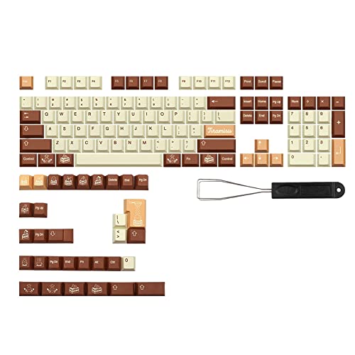 DKSooozs Tiramisu-Tastenkappe mit 136 Tasten, Pbt für Cherry Profile Keycap Dz60/RK61/64/Gk61/68/84/87/96/980/104/108 mechanische Tastatur von DKSooozs