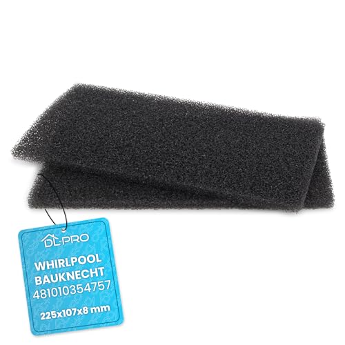 DL-pro 2 x Schaumfilter 225x107x8mm für Whirlpool Bauknecht 481010354757 Sockelfilter Schwammfilter Filter Filterschaum Filterschwamm an Wärmetauscher Trockner Wäschetrockner Waschtrockner von DL-pro