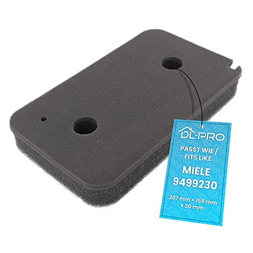 DL-pro Filter Schaumfilter passend wie Miele 9499230 207x155x28mm Sockelfilter an Wärmetauscher Trockner Wärmepumpentrockner von DL-pro