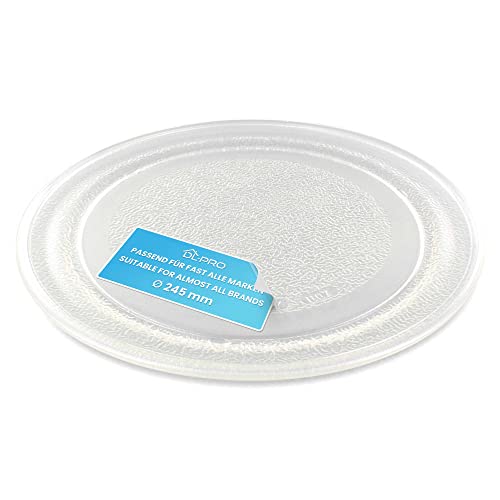 DL-pro Universal Mikrowellenteller 24,5cm Glatt Drehteller Drehscheibe Teller Glasteller Glasplatte Glasdrehteller 245mm Rund Ersatz für Microwelle Mikrowelle von DL-pro