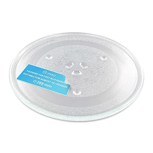 DL-pro Universal Mikrowellenteller 28,8cm Drehteller Drehscheibe Teller Glasteller Glasplatte Glasdrehteller mit 3 Noppen 288mm Rund Ersatz für Microwelle Mikrowelle von DL-pro