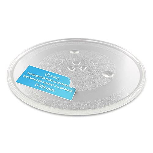 DL-pro Universal Mikrowellenteller 31,5cm Drehteller Drehscheibe Teller Glasteller Glasplatte Glasdrehteller mit 3 Noppen 315mm Rund Ersatz für Microwelle Mikrowelle von DL-pro