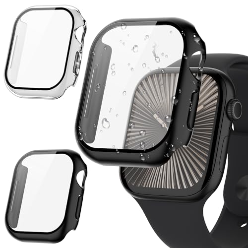 DLENP 2 Stück Schutzhülle für Apple Watch 10 42mm Displayschutz,Transparent Schutz Hülle mit Kratzfestes Ultradünne Smartwatch Gehäuse Hard PC Protector Cover Case für iWatch Series 10, Schwarz DLENP 2 Stück Schutzhülle für Apple Watch 10 42mm Displayschutz,Transparent Schutz Hülle mit Kratzfestes Ultradünne Smartwatch Gehäuse Hard PC Protector Cover Case für iWatch Series 10, Schwarz von DLENP