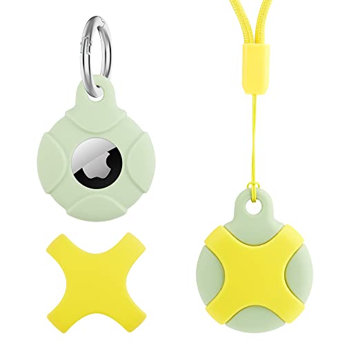 Hülle für AirTag，Halskette Kinder für AirTag Anhänger Schutzhülle Silikon Waschbar Kratzfest Schlüsselanhänger für Apple AirTags Tracker,Airtag-Zubehör für Kinder,Schlüssel,Gepäck,Hunde (Grün) von DLENP