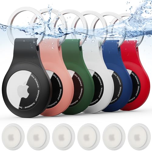 Anhänger für AirTag, 6er Pack Air Tag Schlüsselanhänger Schutzhülle Silikon Kratzfest TPU Hülle Keyring Abdeckung Case Cover mit GPS Tracker Schutzhüllen für Schlüssel, Tasche, Kinder,Hund von DLENP
