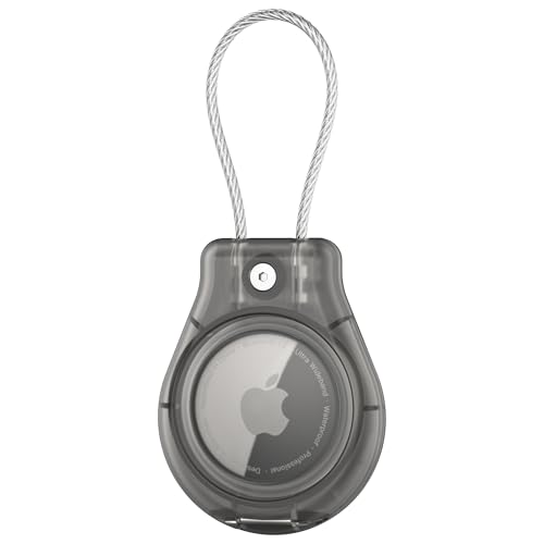 DLENP Anhänger für AirTag，wasserdichte Hülle mit Apple Airtag Schlüsselanhänger Secure Halter mit Kabel, Air Tag Lock Case Schutzhülle Zubehör für Schlüssel, Gepäck, Mehr- Transparent Schwarz von DLENP