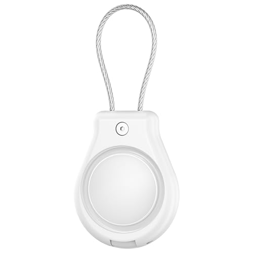 DLENP Anhänger für AirTag，wasserdichte Hülle mit Apple Airtag Schlüsselanhänger Secure Halter mit Kabel, Air Tag Lock Case Schutzhülle Zubehör für Schlüssel, Gepäck, Mehr- Weiß von DLENP