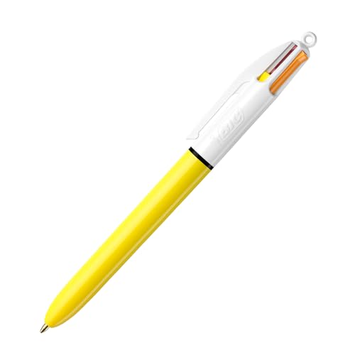 BIC 4-Farb-Sun-Stift Multi Pen einziehbarer gelber Sonnenfarbenstift mit vier verschiedenen lebendigen Tinten, mehrfarbiger Stift in einem für Schule, Büro & Farbcodierung BIC 4-Farb-Sun-Stift Multi Pen einziehbarer gelber Sonnenfarbenstift mit vier verschiedenen lebendigen Tinten, mehrfarbiger Stift in einem für Schule, Büro & Farbcodierung von DLM Direct